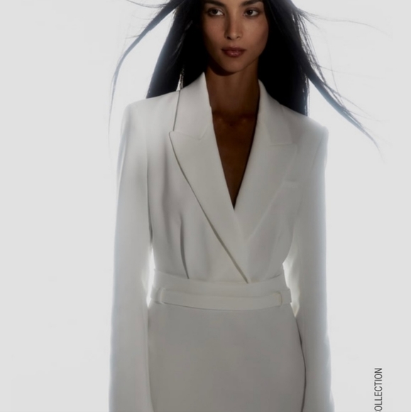 NWT Zara White Belted Blazer Mini Dress - Picture 4 of 11